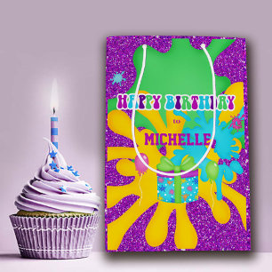 Sacola Para Presentes Média Papel Colorido de Aromas Coloridos de Aniversário