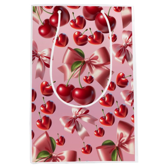 Sacola Para Presentes Média Papel de embrulho com estampa de laço de coração c (Frente)