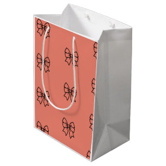 Sacola Para Presentes Média Papel de embrulho com padrão de laço coquete rosa