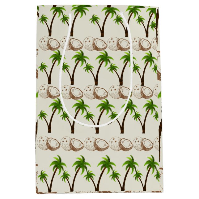 Sacola Para Presentes Média Papel de Embrulho de Coqueiro Tropical (Frente)