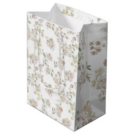 Sacola Para Presentes Média Papel de embrulho de flores em aquarela pastel de 