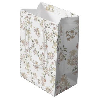 Sacola Para Presentes Média Papel de embrulho de flores em aquarela pastel de 