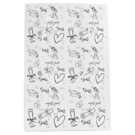 Sacola Para Presentes Média Papel de embrulho de formatura com arte de linha m