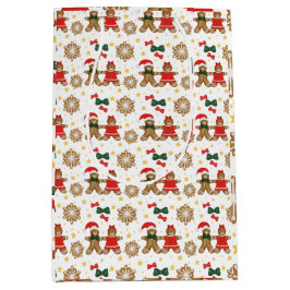 Sacola Para Presentes Média Papel de embrulho de Natal Amigos de Pão de Mel