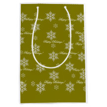 Papel de embrulho dourado Feliz Natal Flocos de ne