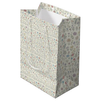 Sacola Para Presentes Média papel de embrulho floral pastel.