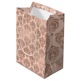 Sacola Para Presentes Média Papel de embrulho Rosa Dourado Bege Moderno Glam D