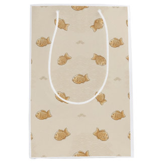 Sacola Para Presentes Média Papel de embrulho Taiyaki & Seigaiha Japonês