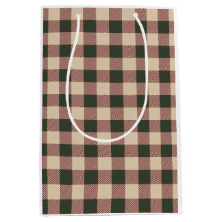 Sacola Para Presentes Média Papel de embrulho tradicional xadrez verde vermelh