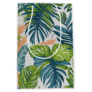 Sacola Para Presentes Média Papel de Embrulho Tropical Botânico