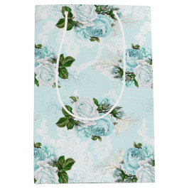 Sacola Para Presentes Média Papel de enrolamento Shabby Floral para Aqua Serie