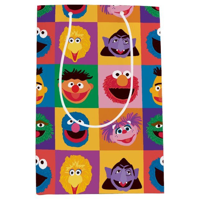 Sacola Para Presentes Média Papel de moldagem Elmo e Amigos (Frente)
