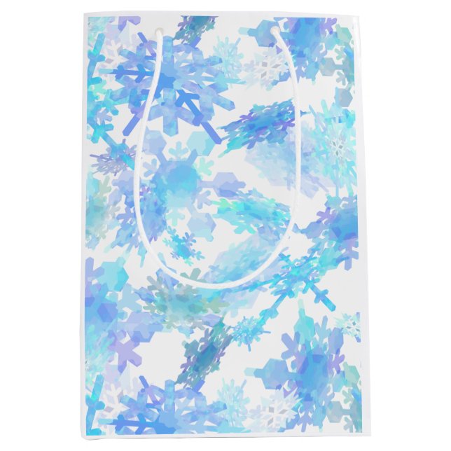 Sacola Para Presentes Média Papel de ondulação em flocos de neve gigante (Frente)