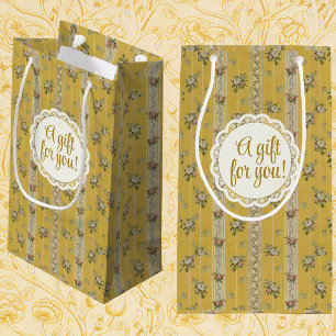 Sacola Para Presentes Média Papel de Parede Antigo Amarelo Personalizado Vinta