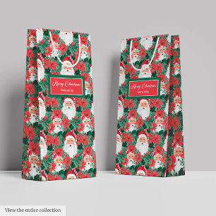 Sacola Para Presentes Média Papel de presente de Natal abstrato vermelho verde