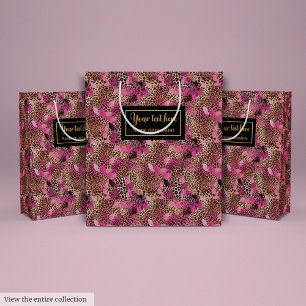 Sacola Para Presentes Média Papel de presente personalizado com pele de leopar