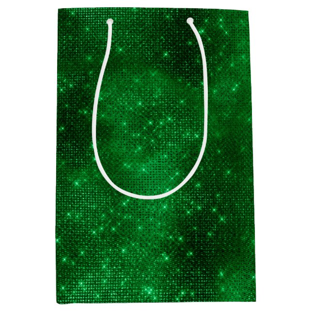 Sacola Para Presentes Média Papel Laminado Verde Brilhante (Frente)