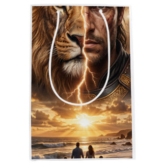 Sacola Para Presentes Média Papier cadeau Epic Lion and Warrior Sunset