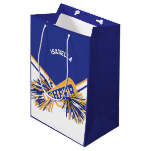 Sacola Para Presentes Média Para cheerleaderes - branco, azul e ouro - meio