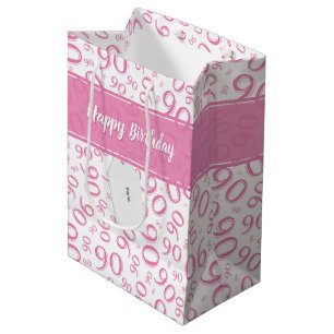 Sacola Para Presentes Média Parabéns 90 aleatório de aniversário, cor-de-ro