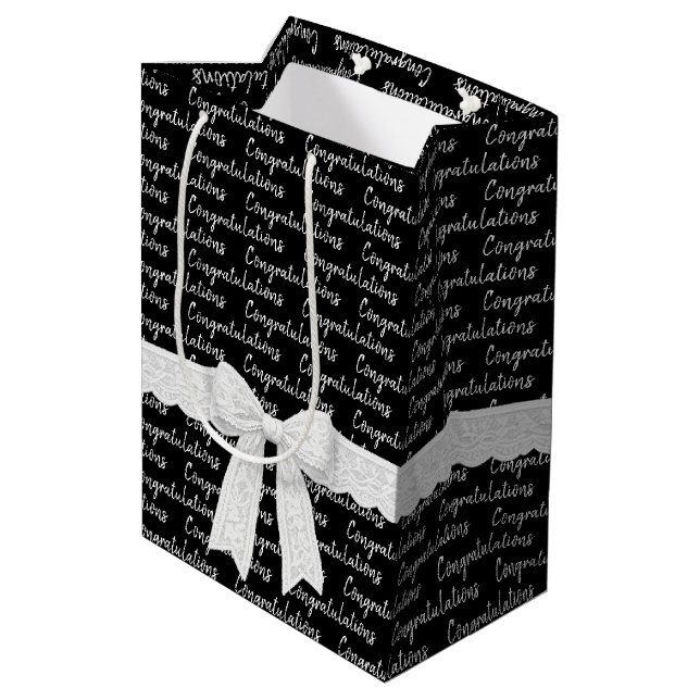Sacola Para Presentes Média Parabéns de Graduação com Laço Branco  (Verso inclinado)