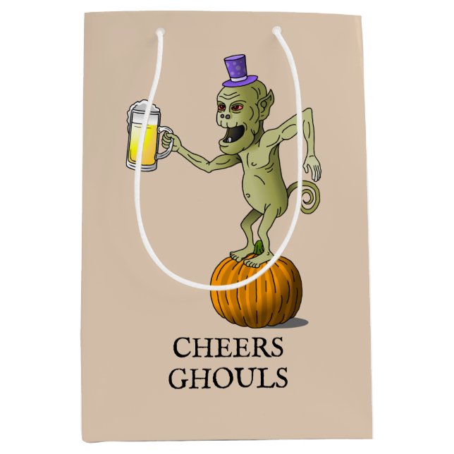 Sacola Para Presentes Média Parabéns Espíritos de Halloween (Frente)