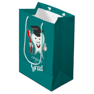 Sacola Para Presentes Média Parabéns Formando o dente branco com o Boné de f