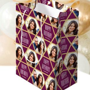 Sacola Para Presentes Média Parabéns Foto Personalizada Nome Estrela Pasta