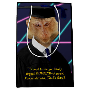 Sacola Para Presentes Média Parabéns Macaca Macacos De Graduação Engraçada