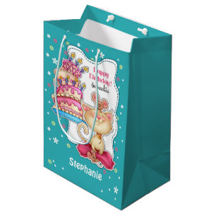 Sacola Para Presentes Média Parabéns.Nome personalizado Gatinhos engraçados