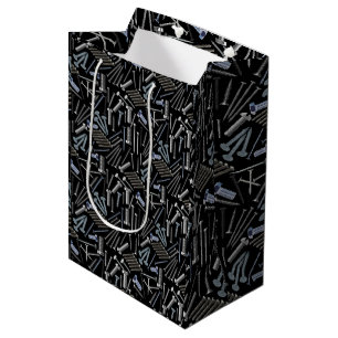 Sacola Para Presentes Média Parafusos e unhas x4 Preto BG