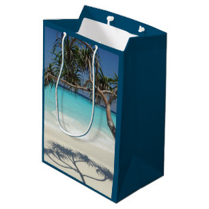 Sacola Para Presentes Média Paraíso Sunny Tropical Beach Ocean