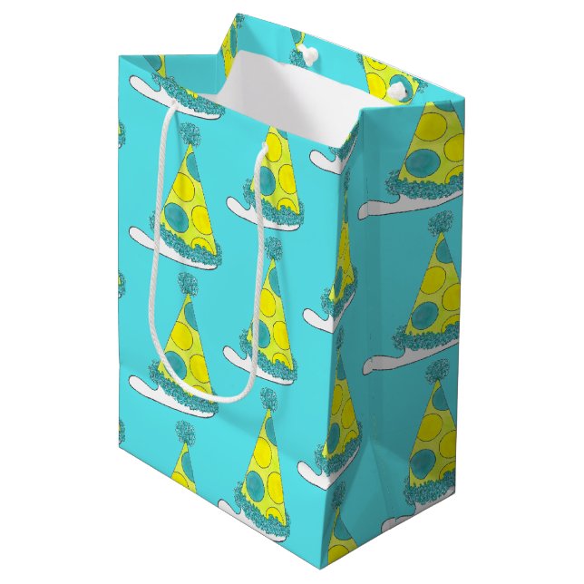 Sacola Para Presentes Média Parceiro de bolinhas Feliz Celebração de Aniversár (Frente inclinada)