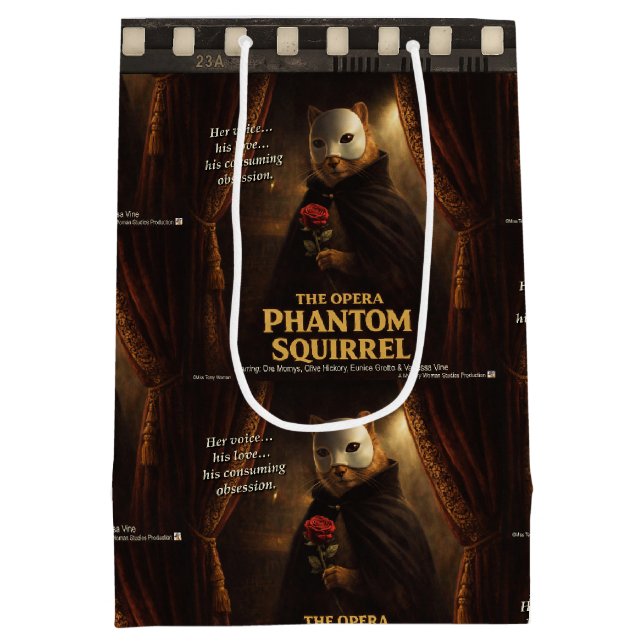 Sacola Para Presentes Média Paródia de Esquilo Fantasma da Ópera (Verso)