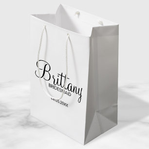 Sacola Para Presentes Média Parteiras Personalizadas Modernas de Preto e Branc