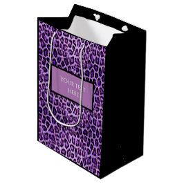 Sacola Para Presentes Média Partido animal do impressão do leopardo roxo feito