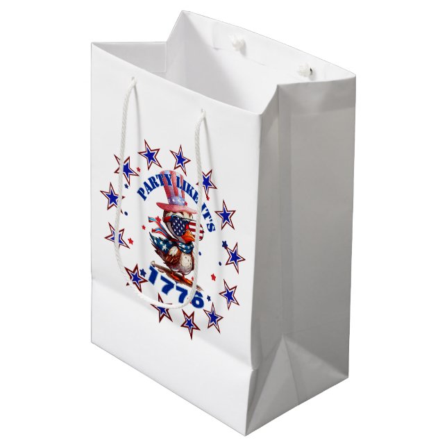 Sacola Para Presentes Média Partido como sua Águia Americana de 1776 e 1776 Fl (Frente inclinada)