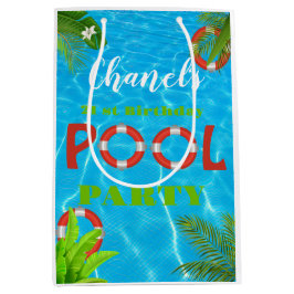Sacola Para Presentes Média Partido da Piscina Tropical | Aniversário de Verão