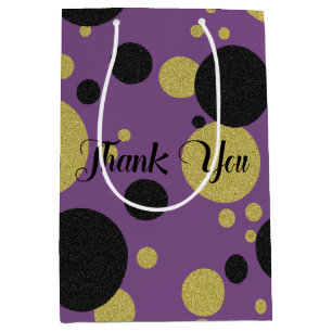 Sacola Para Presentes Média Partido Polka-Dot Gatsby Dourado e roxo
