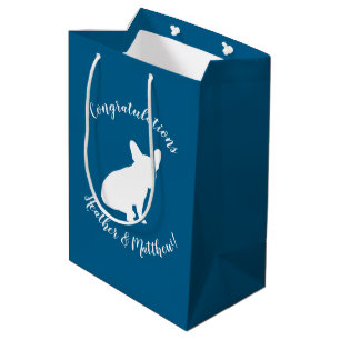 Sacola Para Presentes Média Partido Tema Francês Buldogue - Azul Chá de fral