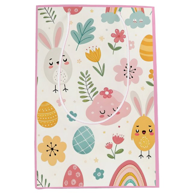 Sacola Para Presentes Média Páscoa Bunny Pattern (Frente)
