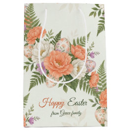Sacola Para Presentes Média Páscoa Floral Apricot Botânica Vintage
