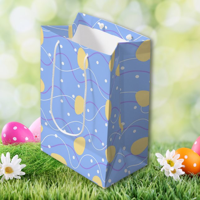 Sacola Para Presentes Média Páscoa mínima azul, verde e amarelo (Minimalist Easter Blue, Green and Yellow Medium Gift Bag)