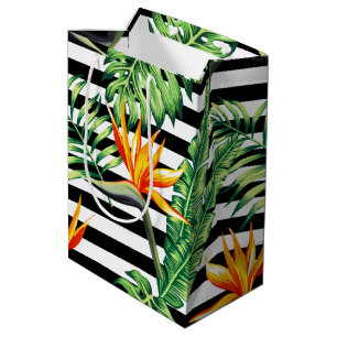 Sacola Para Presentes Média Pássaro Tropical de Estrias de Paraíso