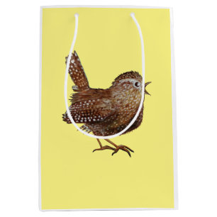 Sacola Para Presentes Média Pássaro Wren (Troglodytes Troglodytes)