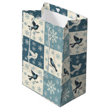 Pássaros Azuis e Flocos de Neve Natal Padrão de In