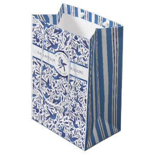 Sacola Para Presentes Média Pássaros personalizados do azul de Delft