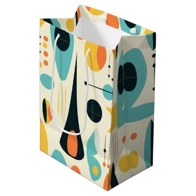 Sacola Para Presentes Média Pastel Abstract Mid-Century Pattern (Frente inclinada)