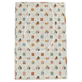 Sacola Para Presentes Média Pastel Cakes, Balloons & Confetti Scandi