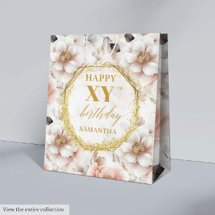 Sacola Para Presentes Média Pastel Feminino Rosa Russo Dourado Bag de Aniversá
